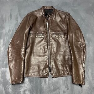 Vintage Brooks Leather Cafe Racer Jacket Mens 38 Brown 1960s